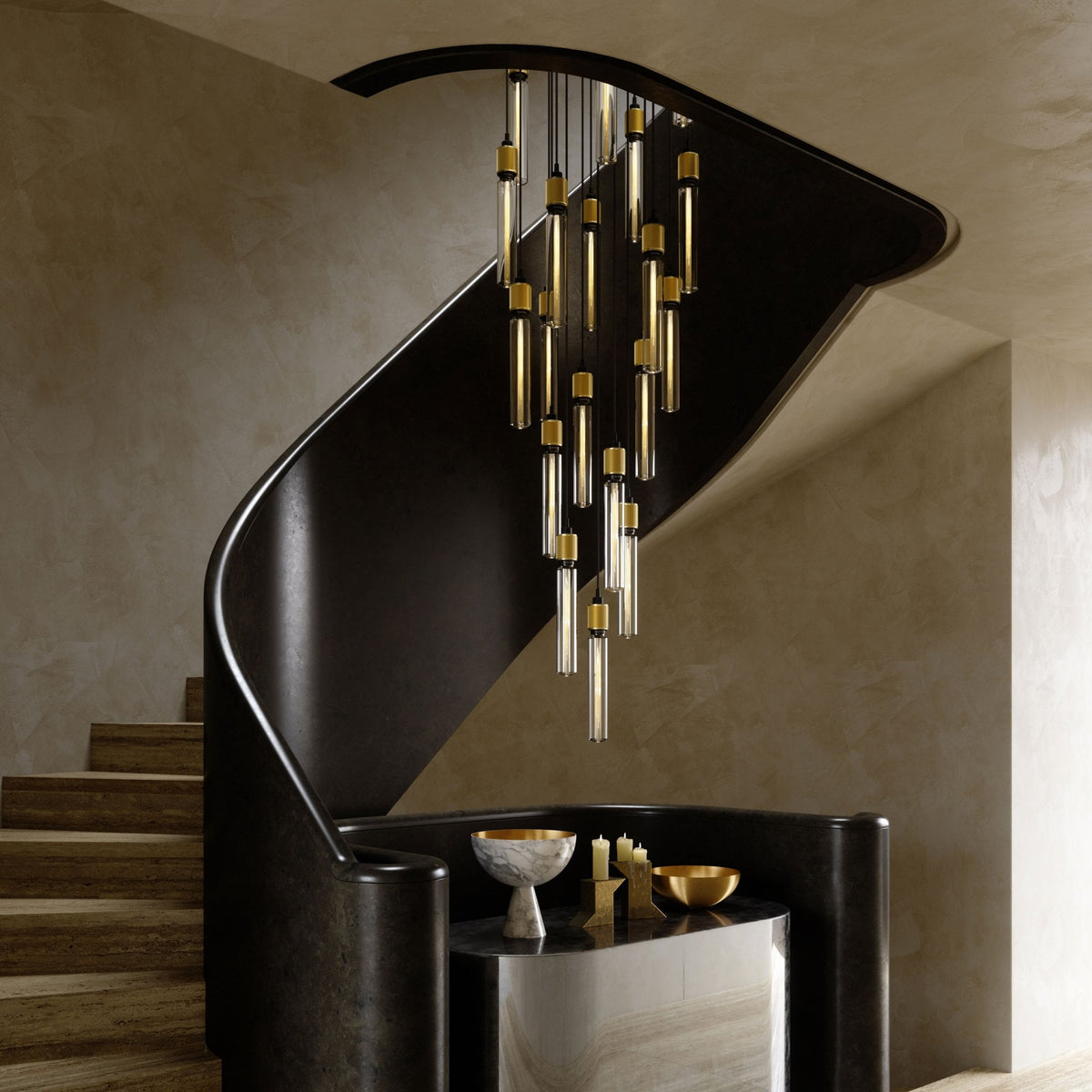 Heavy Metal Single Drop Cross Knurl Pendant in a Brass Finish