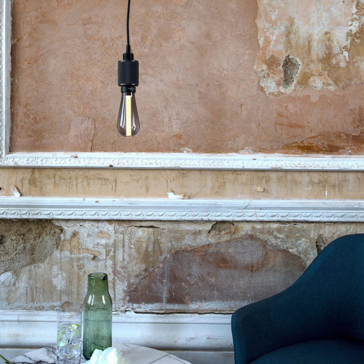 Heavy Metal Single Drop Cross Knurl Pendant in a Smoked Bronze Finish