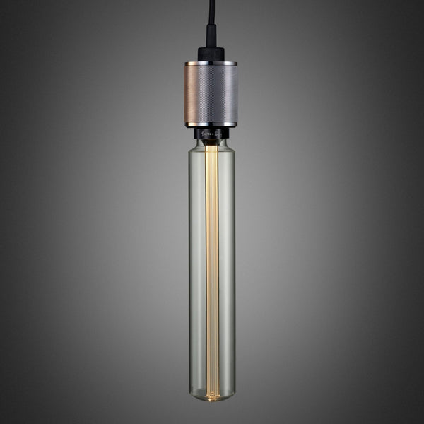 Heavy Metal Single Drop Cross Knurl Pendant in a Steel Finish