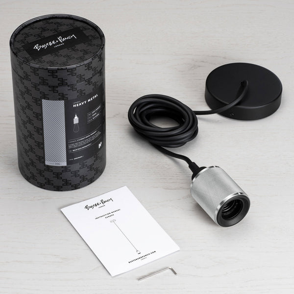 Heavy Metal Single Drop Cross Knurl Pendant in a Steel Finish