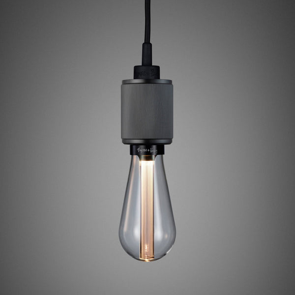 Heavy Metal Single Drop Linear Knurl Pendant in a Gun Metal Finish