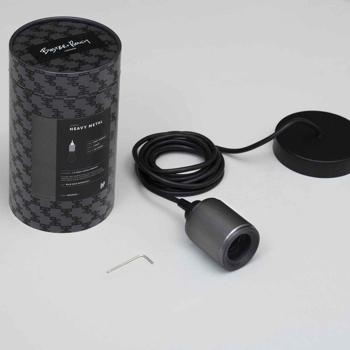 Heavy Metal Single Drop Linear Knurl Pendant in a Gun Metal Finish