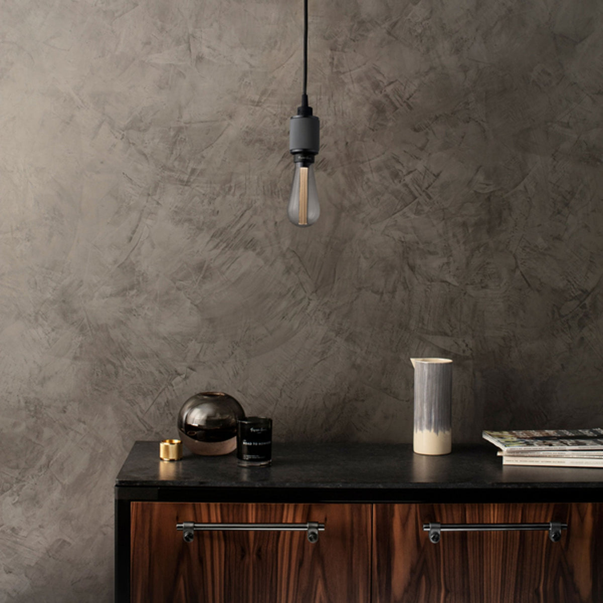 Heavy Metal Single Drop Linear Knurl Pendant in a Gun Metal Finish