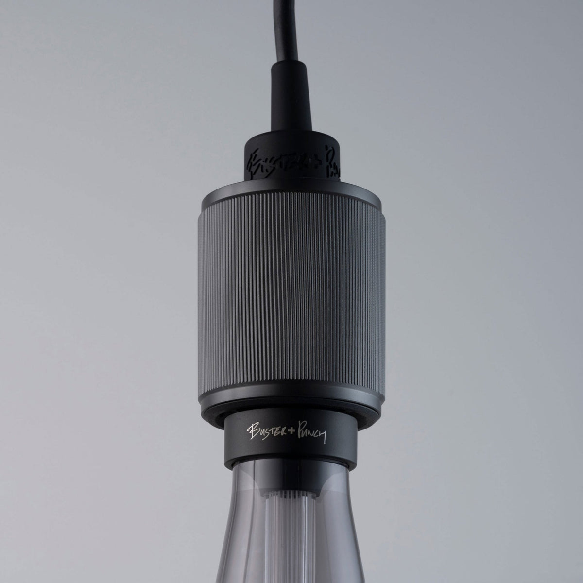 Heavy Metal Single Drop Linear Knurl Pendant in a Gun Metal Finish