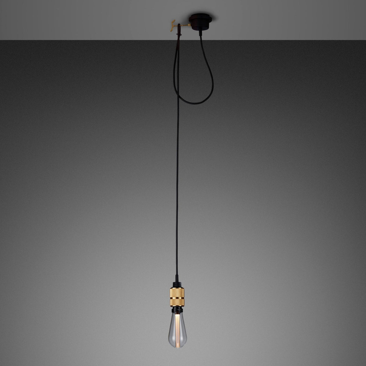 Hooked Nude Single Drop Pendant in Black and Brass Finish