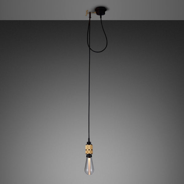 Hooked Nude Single Drop Pendant in Black and Brass Finish