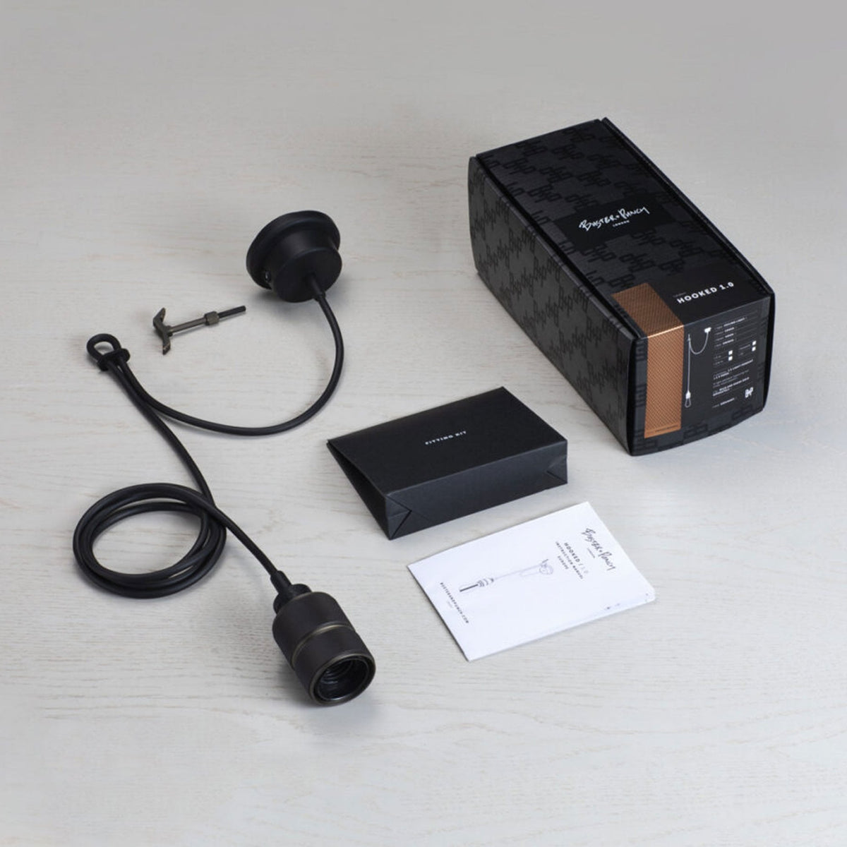 Hooked Nude Single Drop Pendant in Black and Smoked Bronze Finish