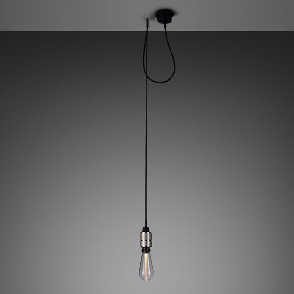 Hooked Nude Single Drop Pendant in Black and Steel Finish