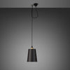 Hooked Large Single Drop Pendant in Graphite and Brass Finish