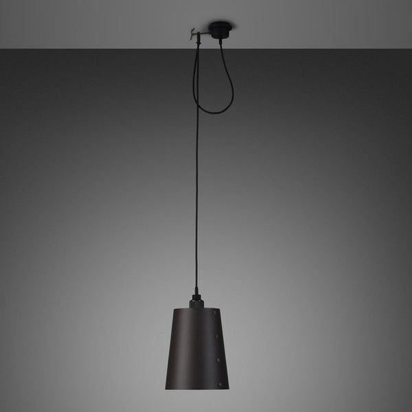 Hooked Large Single Drop Pendant in Graphite and Smoked Bronze Finish