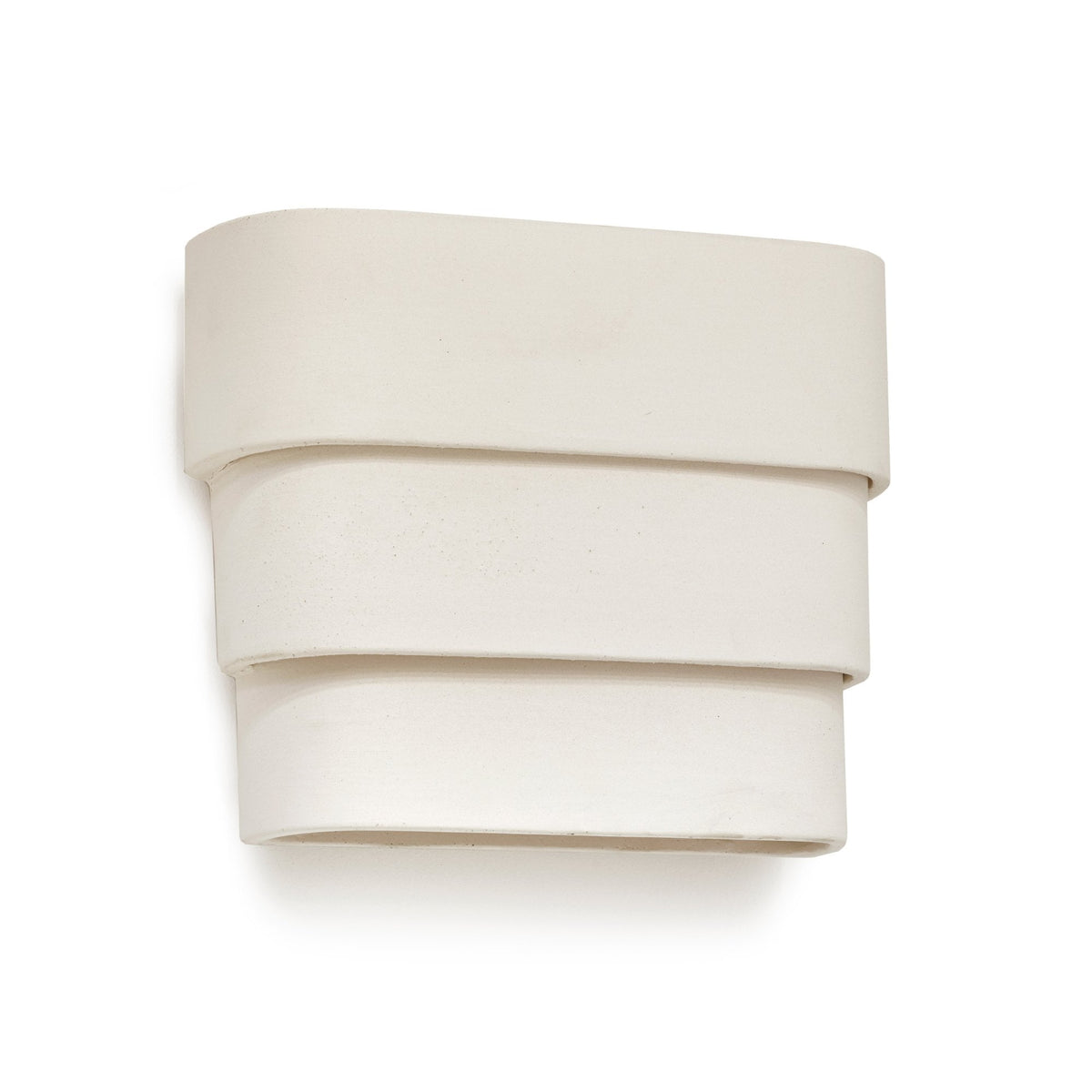 A sleek, rectangular wall light in a neutral tone, featuring three horizontal layers.