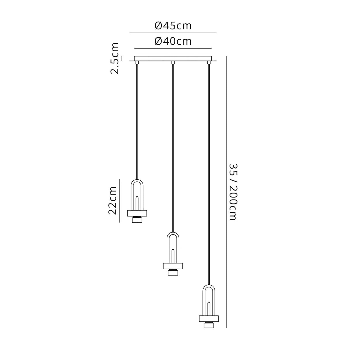 Atherington 3 Drop Round E27 Suspension Kit In Aged Pewter & Matt Black