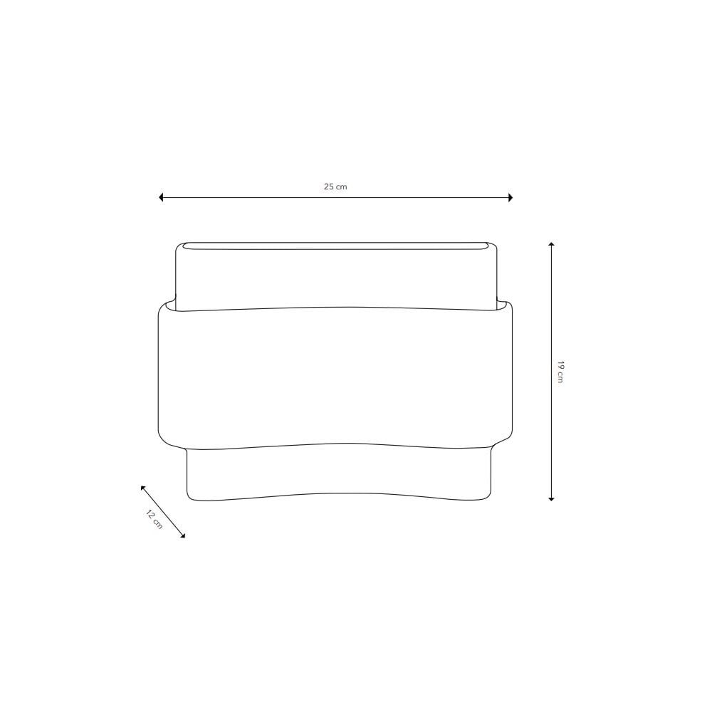 A line drawing of a wall light with dimensions: 20cm width, 18cm height, 10cm depth.