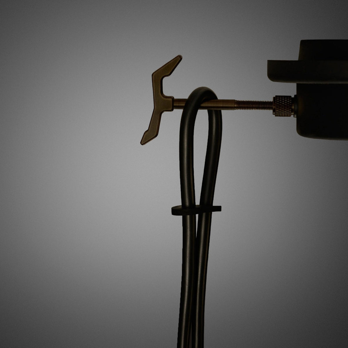 Hooked Large Single Drop Pendant in Stone and Smoked Bronze Finish