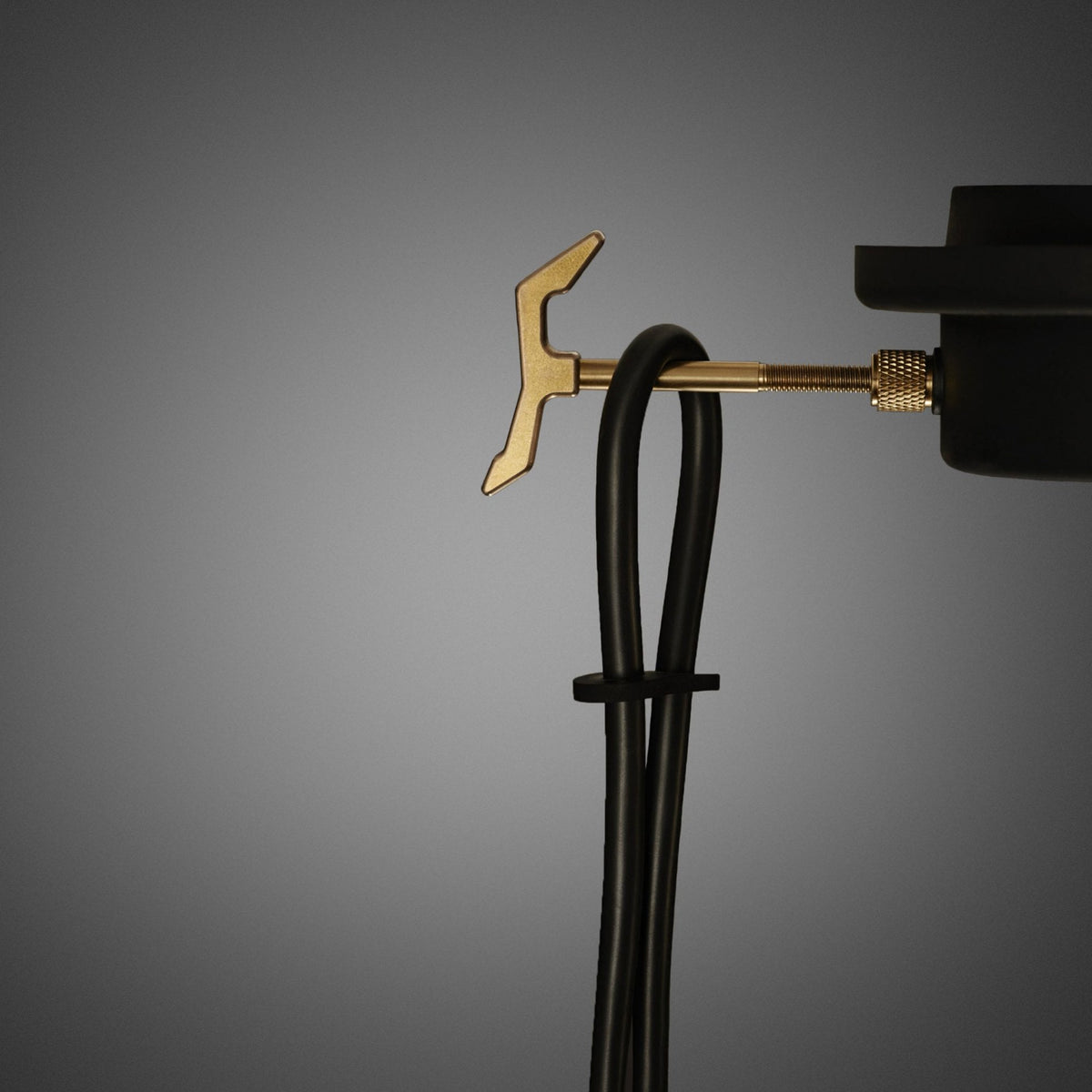 Hooked Small Single Drop Pendant in Graphite and Brass Finish