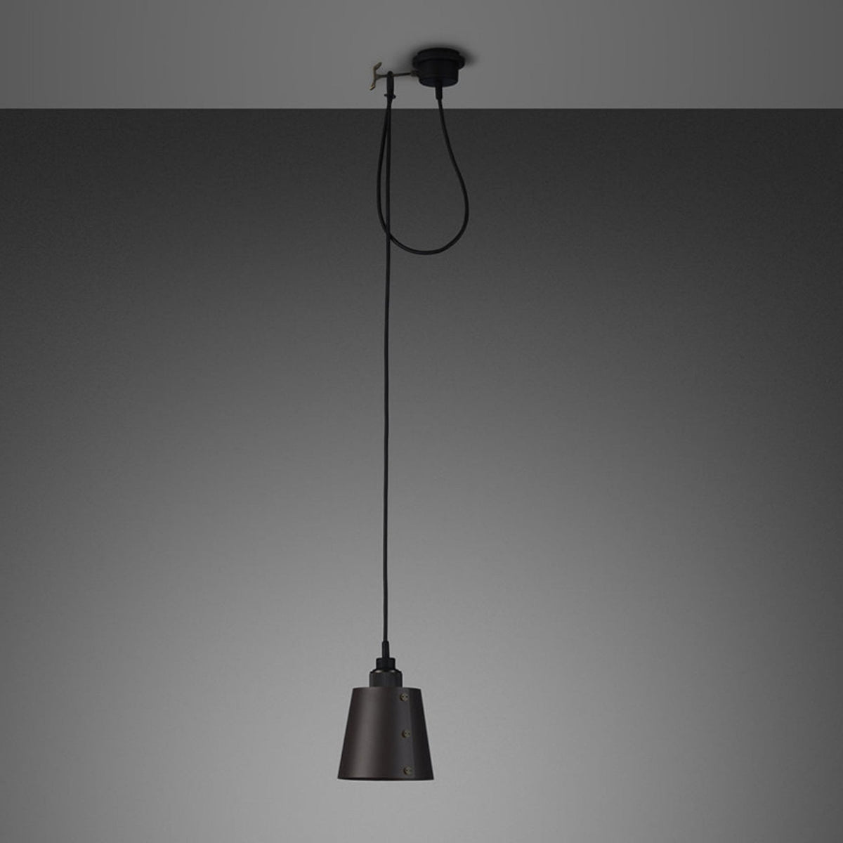 Hooked Small Single Drop Pendant in Graphite and Smoked Bronze Finish