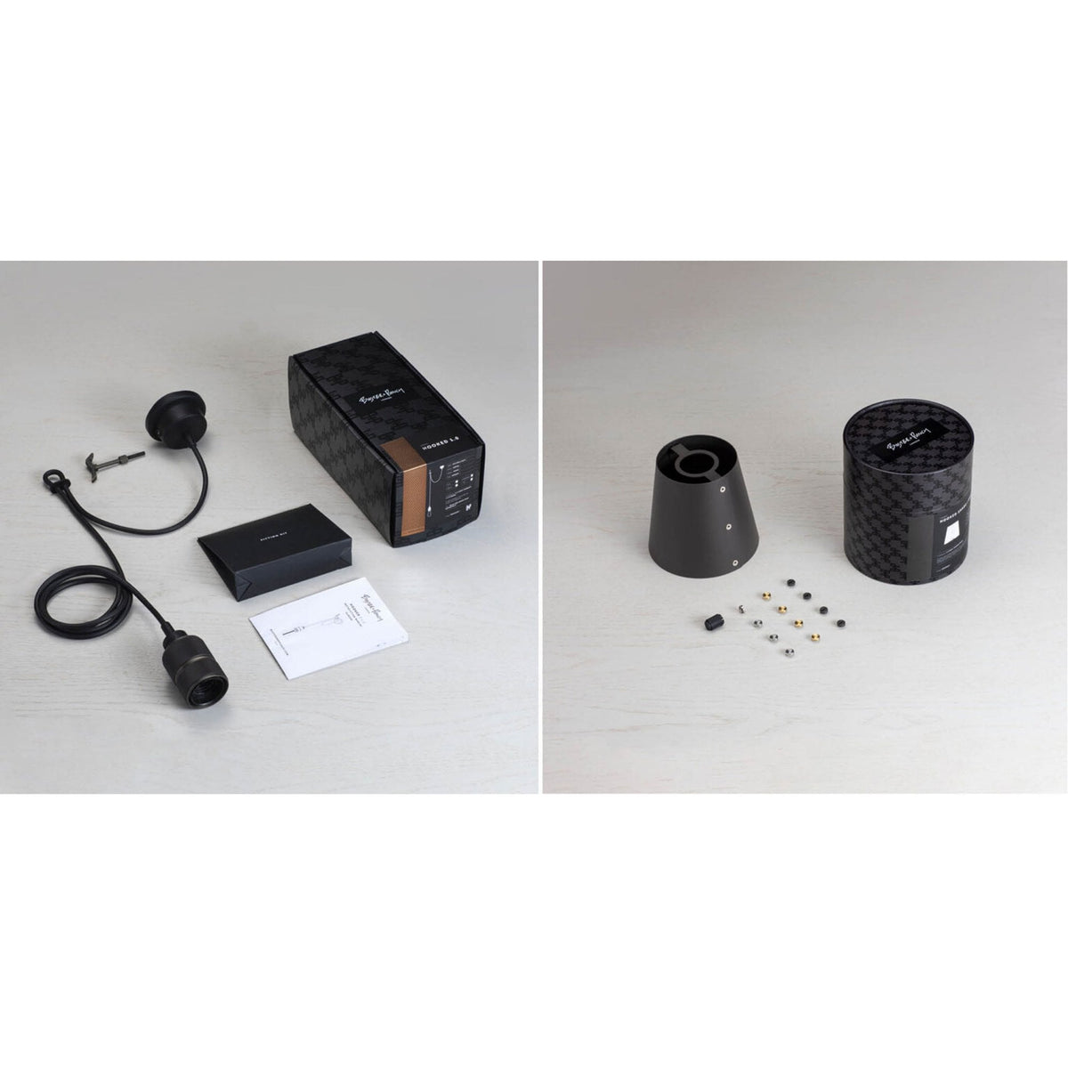 Hooked Small Single Drop Pendant in Graphite and Smoked Bronze Finish