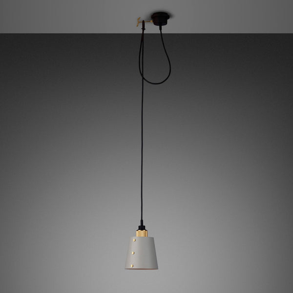 Hooked Small Single Drop Pendant in Stone and Brass Finish