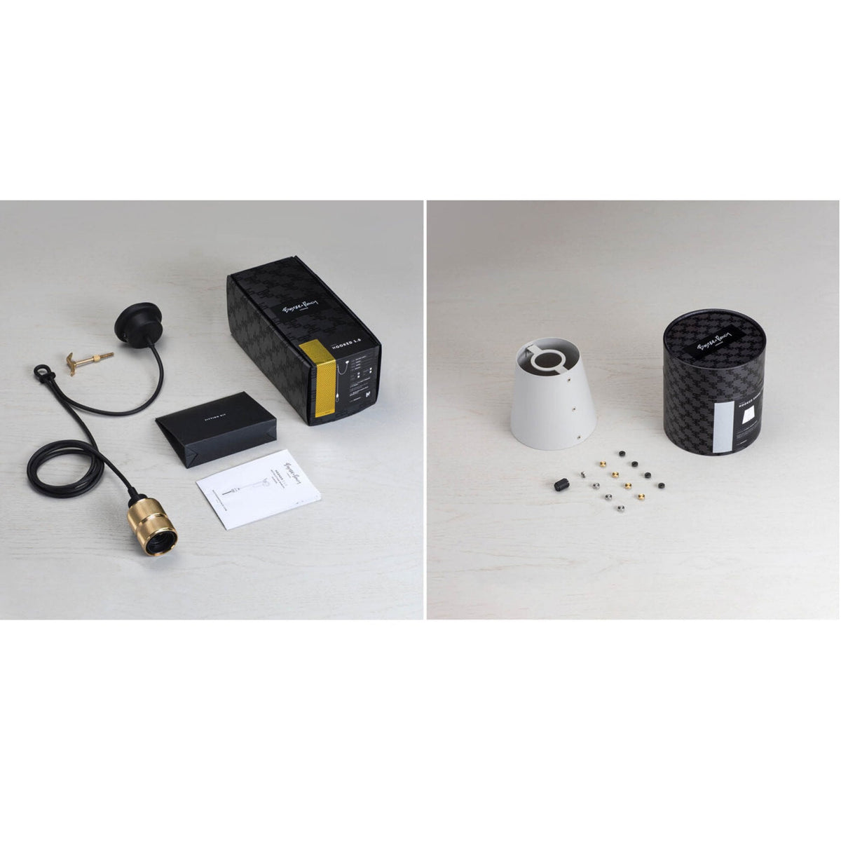 Hooked Small Single Drop Pendant in Stone and Brass Finish