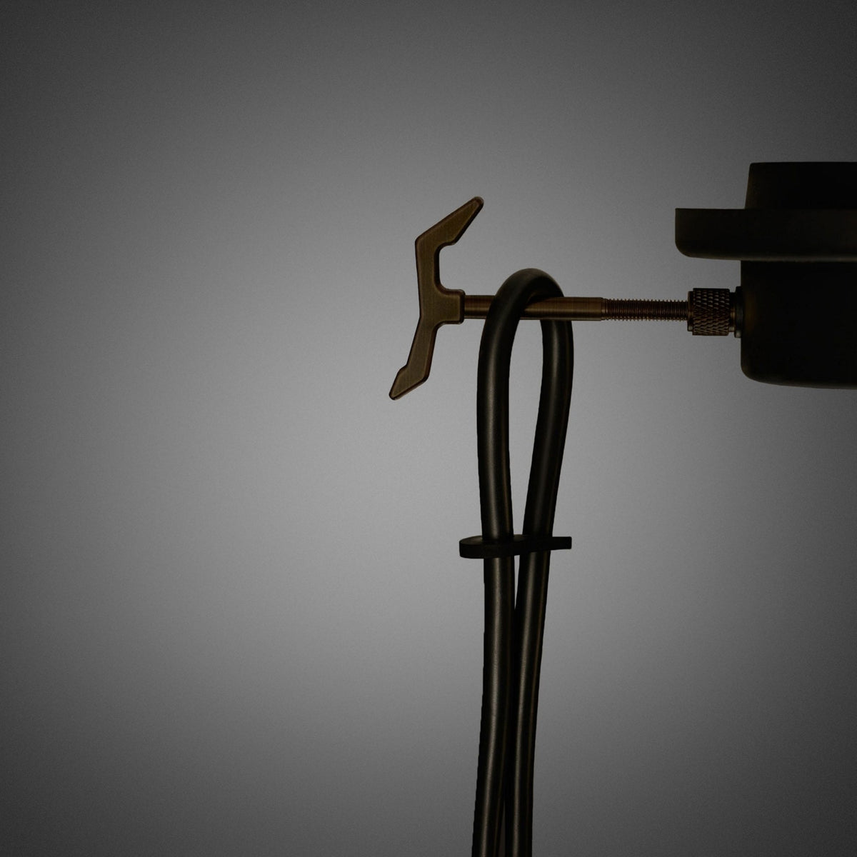 Hooked Small Single Drop Pendant in Stone and Smoked Bronze Finish