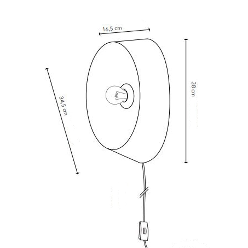 A line drawing showing the dimensions of the circular wall light.