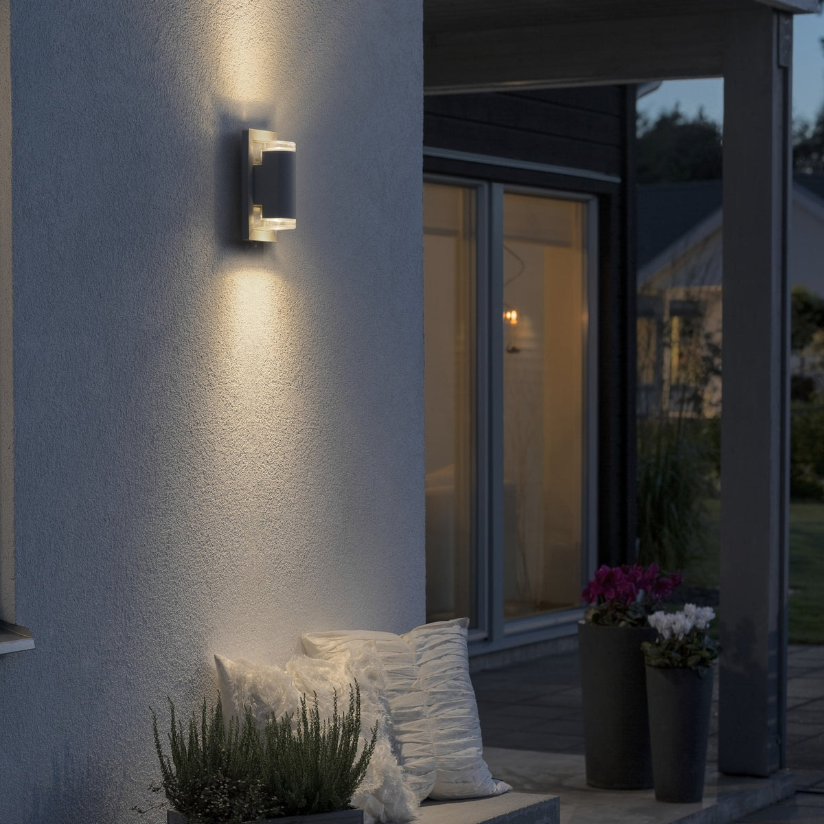 Potenza IP54 Up & Down Wall Light In Dark Grey