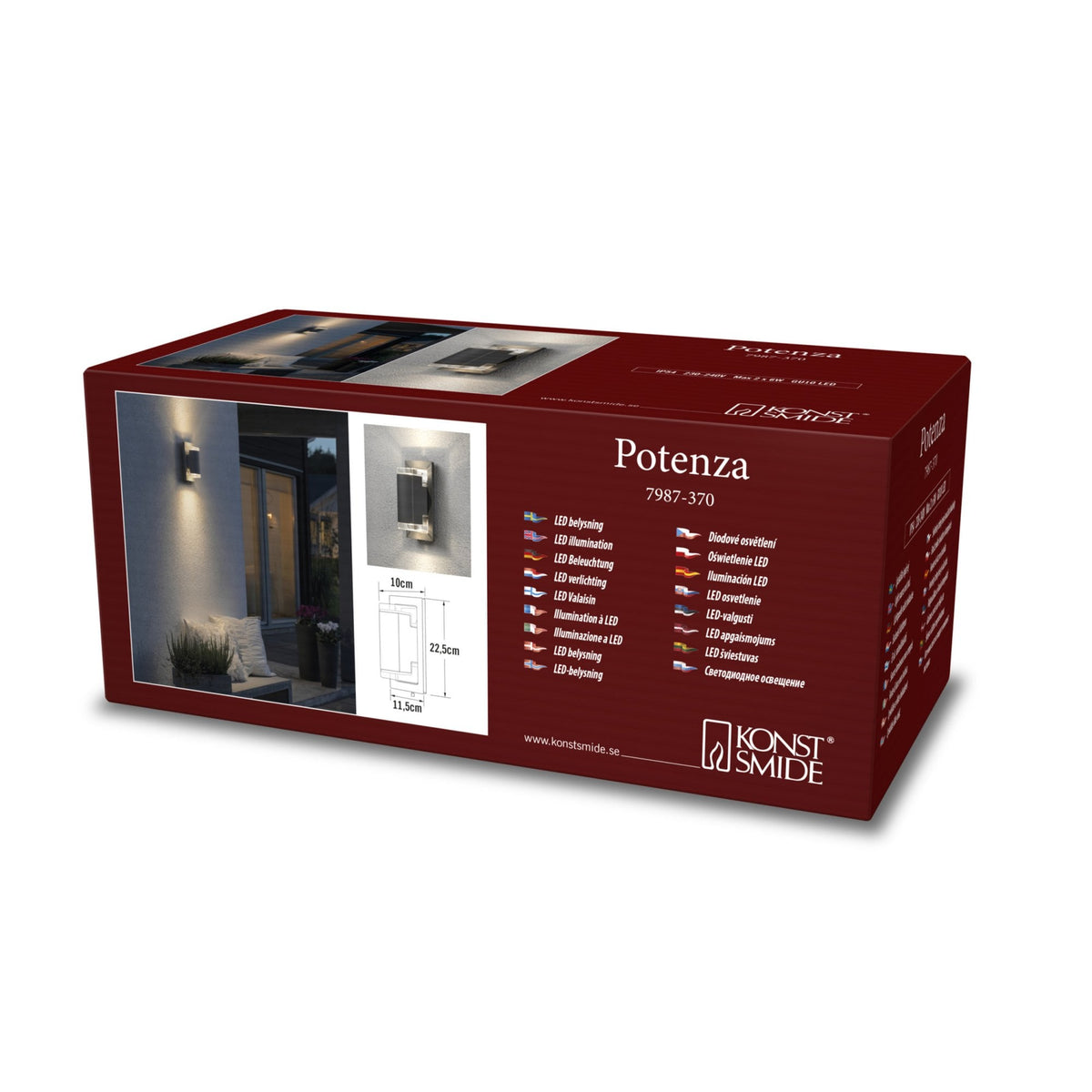 Potenza IP54 Up & Down Wall Light In Dark Grey