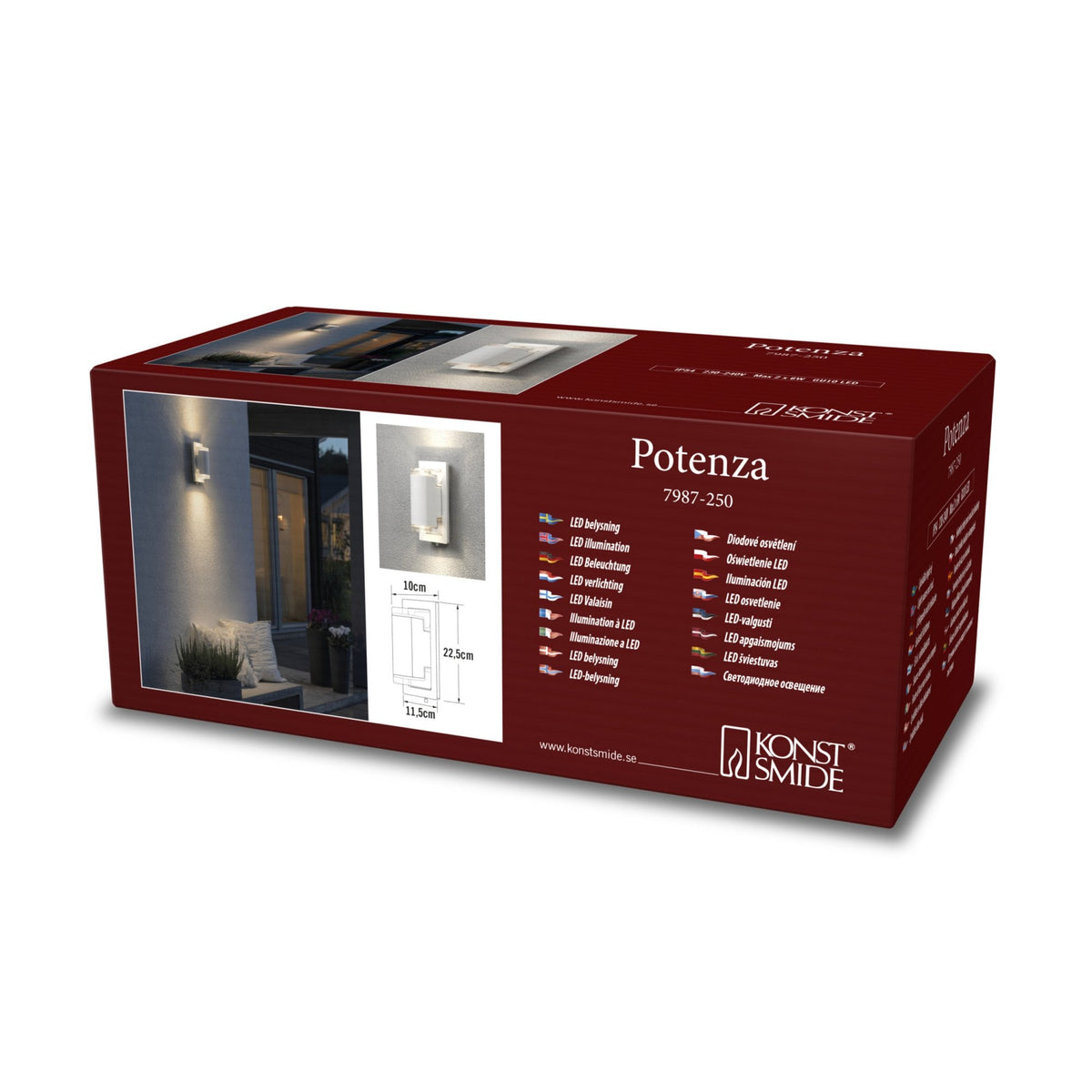 Potenza IP54 Up & Down Wall Light In White