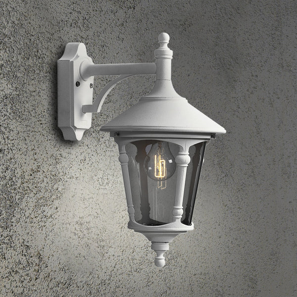 Virgo IP23 Outdoor Wall Light In Matt White