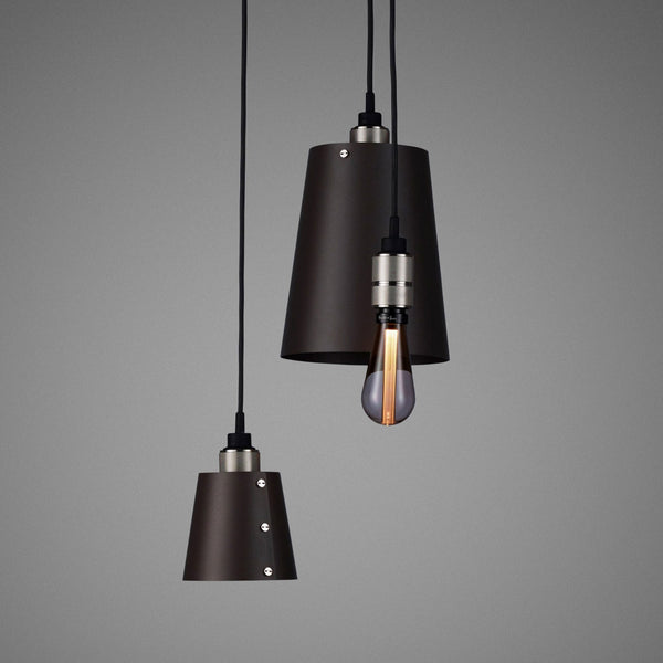 Hooked Mix Triple Drop Round Pendant in Graphite and Steel Finish