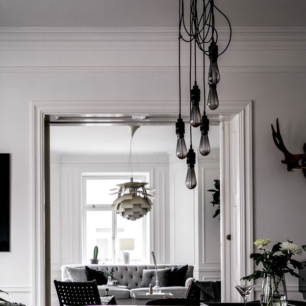 Hooked Nude Six Drop Round Pendant in Black and Smoked Bronze Finish