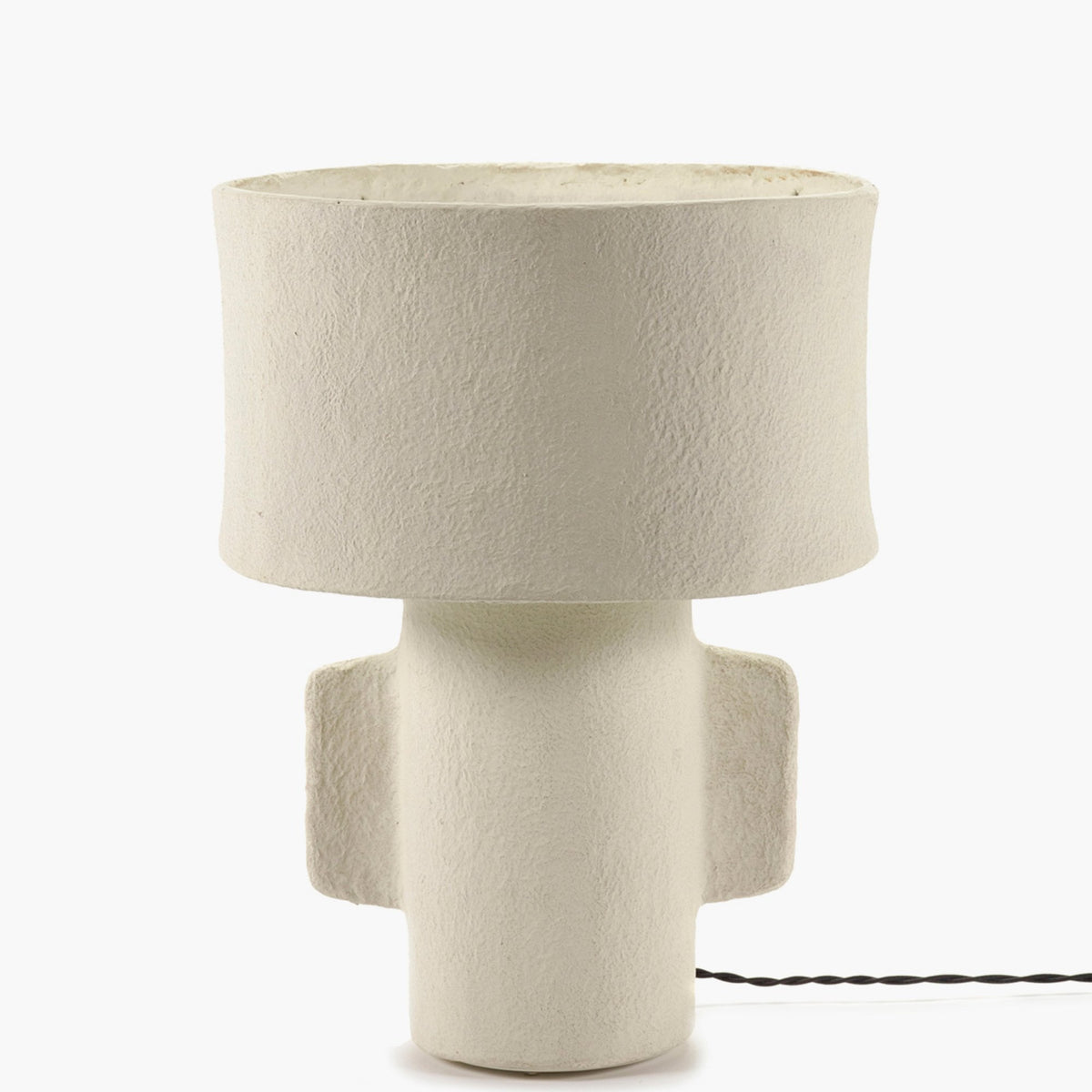Paper Mache Earth Series N°1 Small Table Lamp In Off White