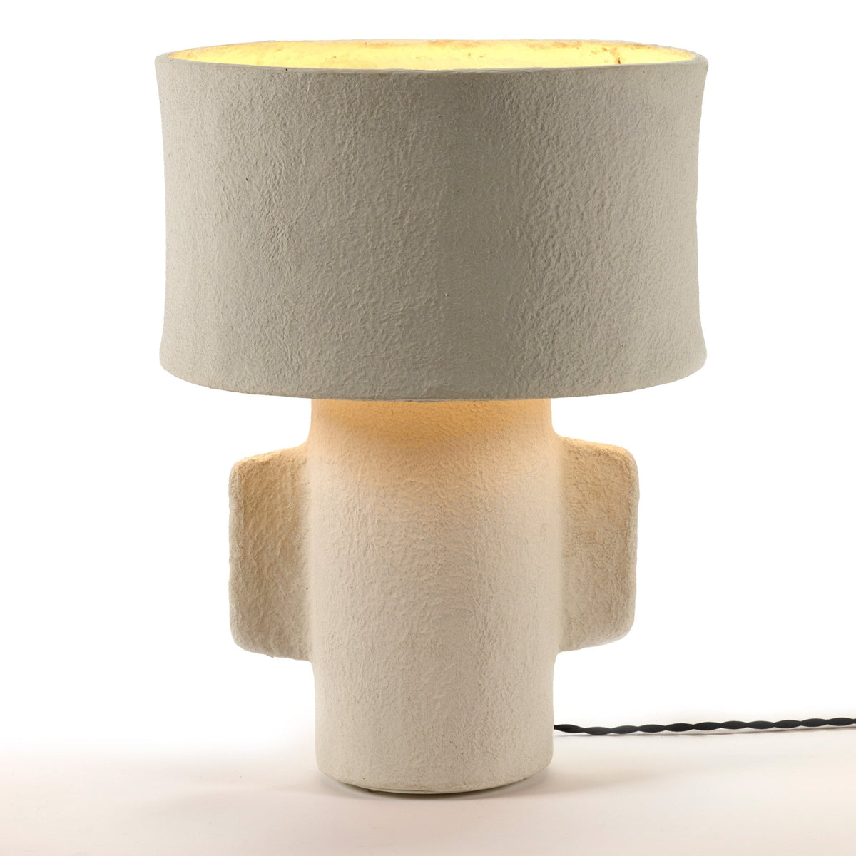 Paper Mache Earth Series N°1 Small Table Lamp In Off White