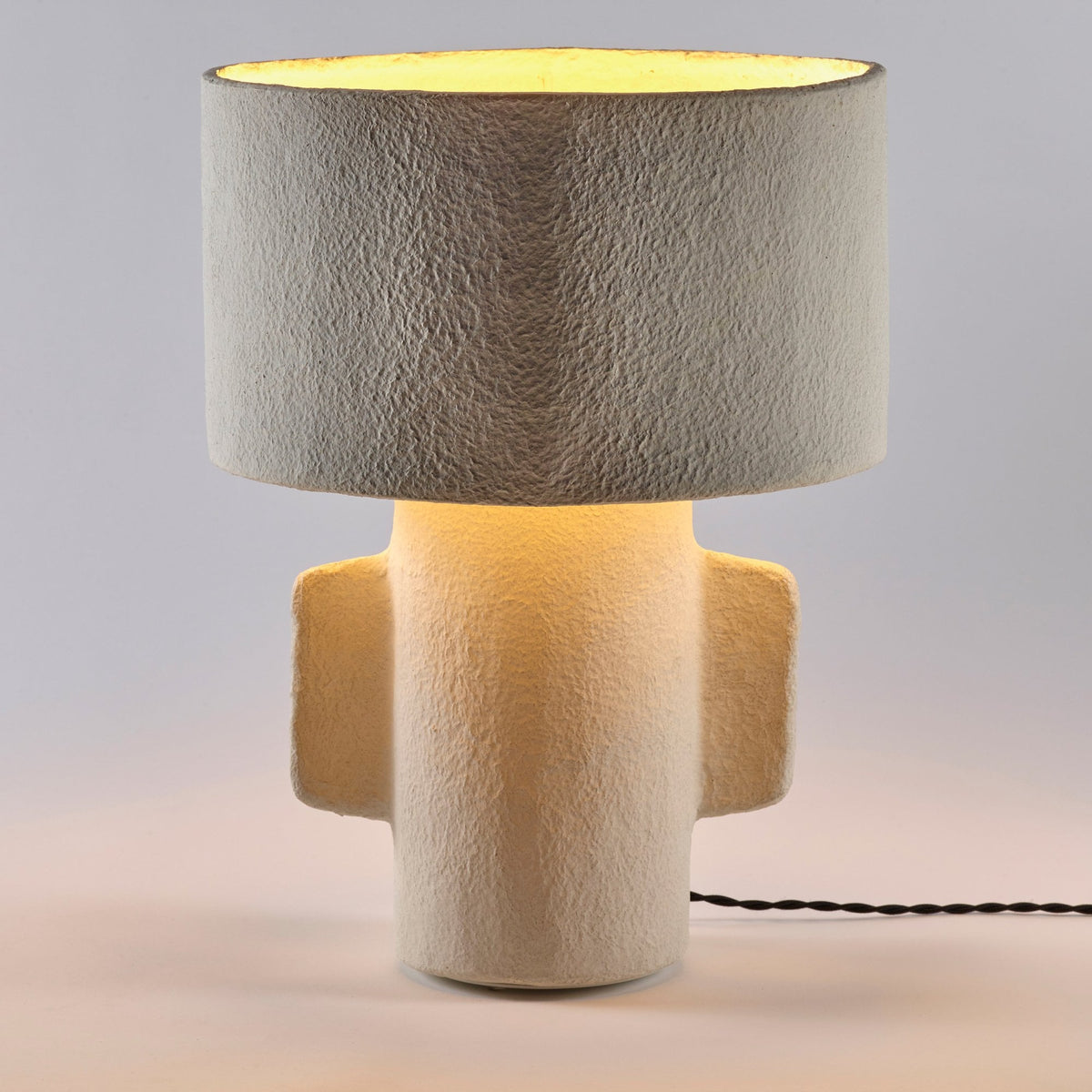 Paper Mache Earth Series N°1 Small Table Lamp In Off White
