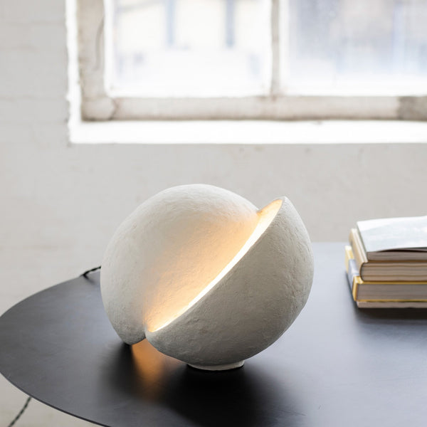 Paper Mache Earth Series N°3 Large Table Lamp In Off White