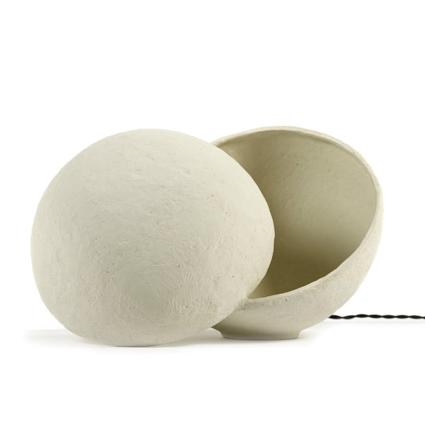 Paper Mache Earth Series N°3 Large Table Lamp In Off White