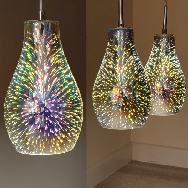 Alvaredo Triple Bar Pendant Iridescent Chrome Glass