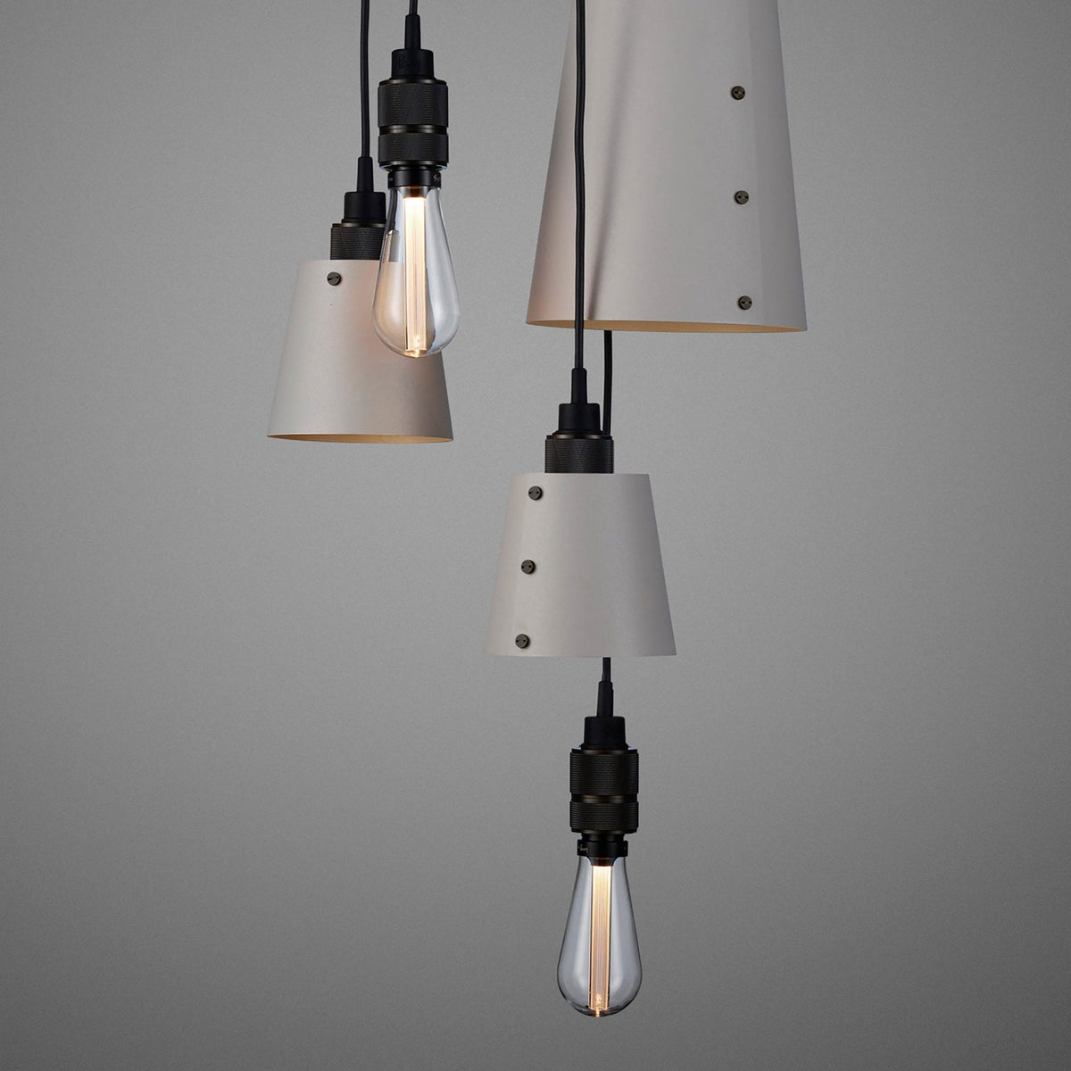 Hooked Mix Six Drop Round Pendant in Stone and Smoked Bronze Finish