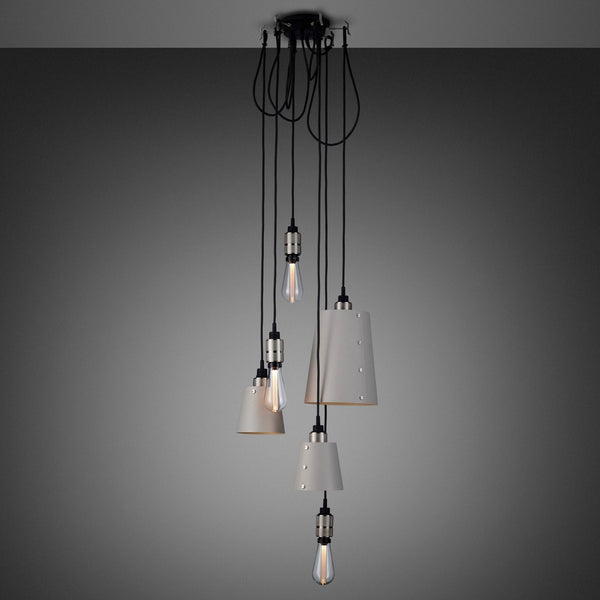 Hooked Mix Six Drop Round Pendant in Stone and Steel Finish