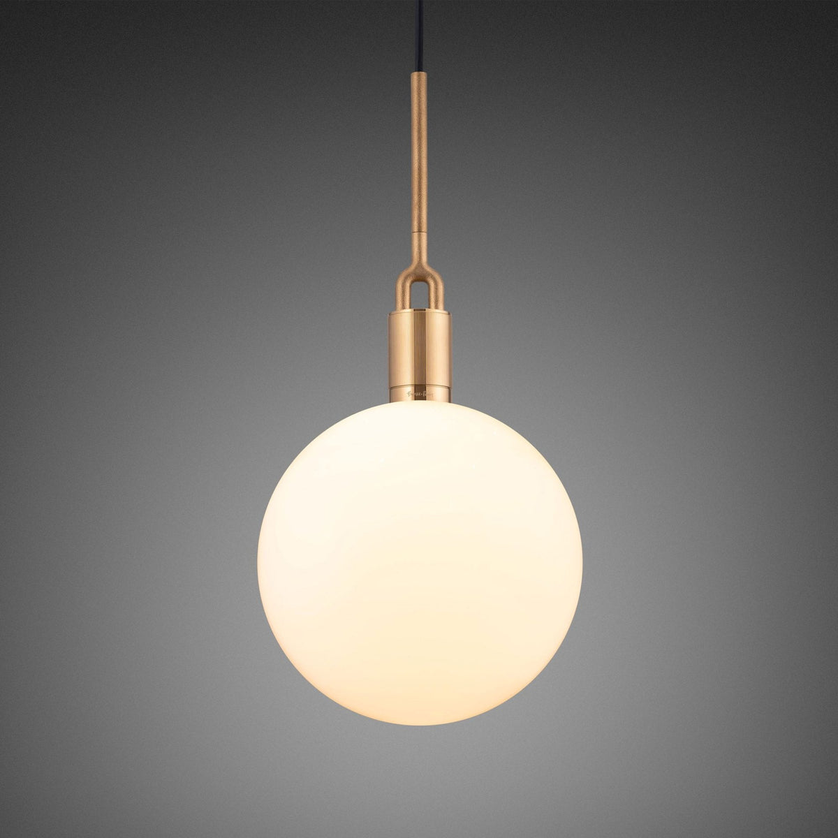 Forked Single Pendant in a Brass Finish with Large Opal Globe