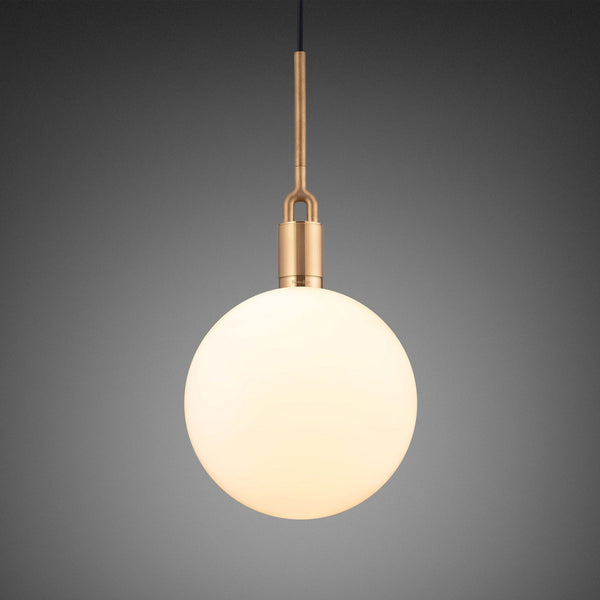 Forked Single Pendant in a Brass Finish with Large Opal Globe