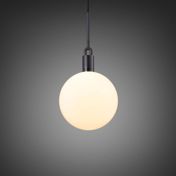 Forked Single Pendant in a Gun Metal Finish with Large Opal Globe