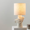 Paloma Stoneware Table Lamp In White With White Linen Shade