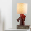 Paloma Stoneware Table Lamp In Red With White Linen Shade