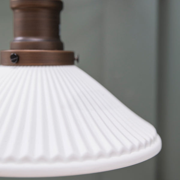 Beaulieu Ceramic Fluted Cone Wall Light in Antique Bronze