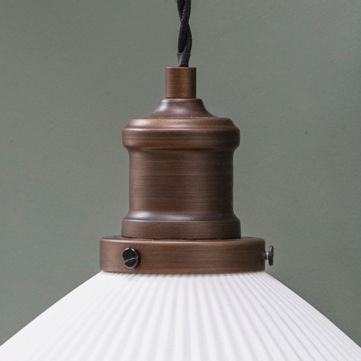 Beaulieu Ceramic Fluted Cone Wall Light in Antique Bronze