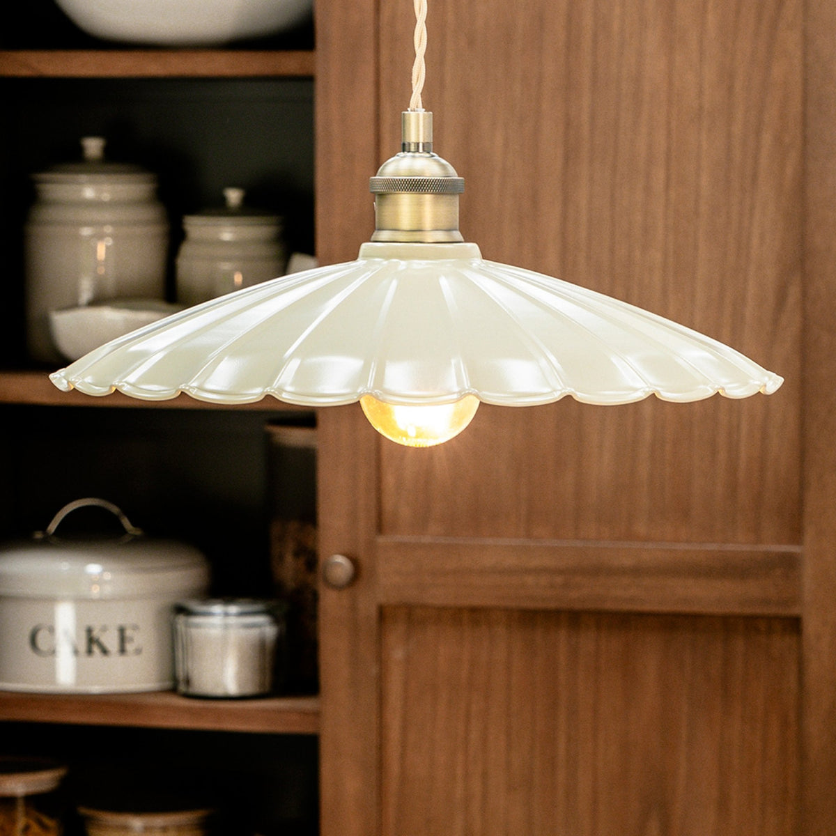 Wanstrow Large Pendant in Brass with Clay Shade