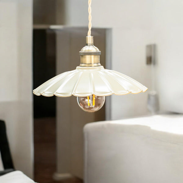 Wanstrow Small Pendant in Brass with Clay Shade