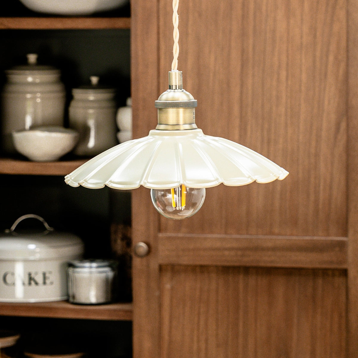 Wanstrow Small Pendant in Brass with Clay Shade