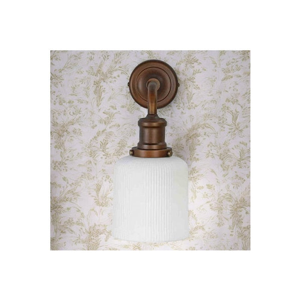 Beaulieu Ceramic Fluted Cylinder Wall Light in Antique Bronze